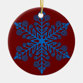 Ornamento De Cerâmica Royal Snowburst — Blue Holiday Snowflake