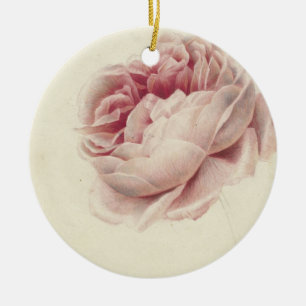 Ornamento De Cerâmica Roze Roos (1792) - Eterno Vintage Arte Botânica
