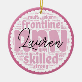 Ornamento De Cerâmica RPN de Enfermagem Rosa Personalizada