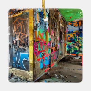 Ornamento De Cerâmica Rua Arte Abandonada Edifício Personalizado