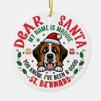 Ornamento De Cerâmica Rua Bernard Swiss Dog Papais noeis Natal Personali