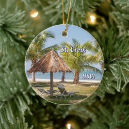 Ornamento De Cerâmica Rua das Ilhas Virgens. Croix Tropical Beach Christ