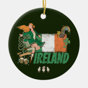 Ornamento De Cerâmica Rua de Bandeira da Irlanda Vintage.