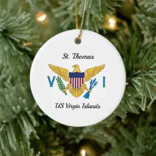 Ornamento De Cerâmica RUA de Bandeiras das Ilhas Virgens dos EUA. Thomas