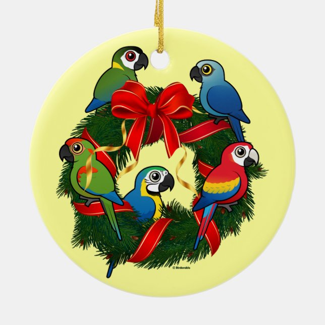 Ornamento De Cerâmica Rua de Natal Birdorable Macaws (Traseira)