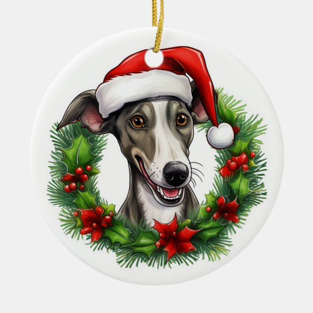 Ornamento De Cerâmica Rua de Natal de Greyhound (Frente)