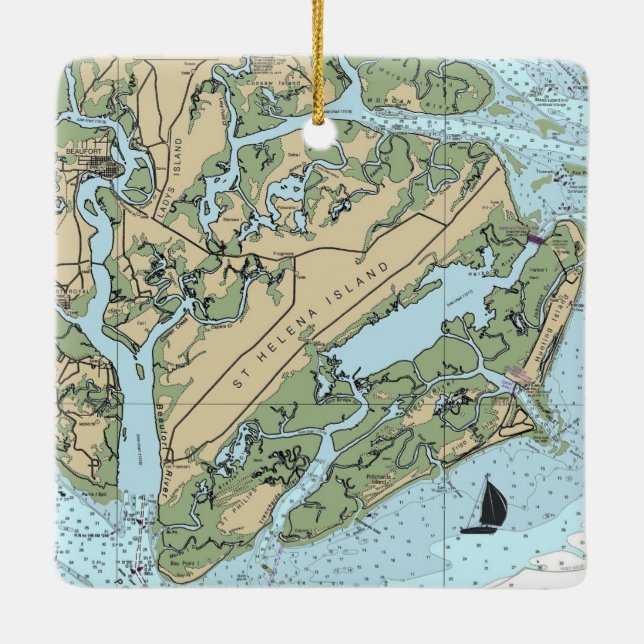 Ornamento De Cerâmica Rua: Ilha Helena Carolina do Sul (Verso)