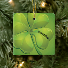 Ornamento De Cerâmica Rua irlandesa, personalização do Shamrock verde do