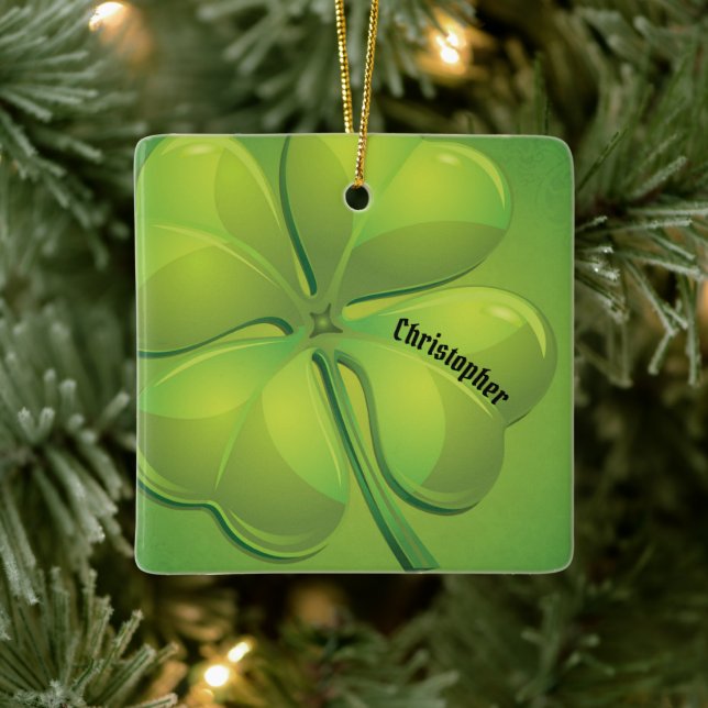 Ornamento De Cerâmica Rua irlandesa, personalização do Shamrock verde do (Árvore)