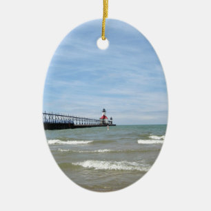 Ornamento De Cerâmica Rua Joseph Michigan Lighthouse Ornament