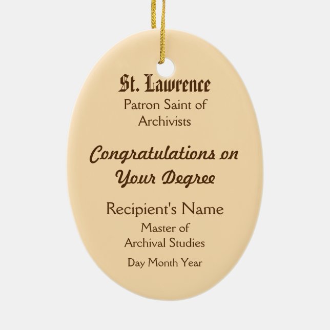 Ornamento De Cerâmica Rua. Lawrence de Roma (PM 04) (Verso)