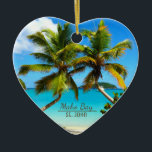 Ornamento De Cerâmica Rua Maho Bay Beach. John Ornaments<br><div class="desc">Lindos ornamentos tropicais, com uma imagem fotográfica do deslumbrante Maho Bay Beach Palms, na ilha de Ruas. John U.S.V.I. Selecione de diferentes formas, também disponível em estilos cerâmicos ou prateados aparados de molduras. Este ornamento é um excelente adicional à sua coleção ou um presente para a família e os amigos....</div>