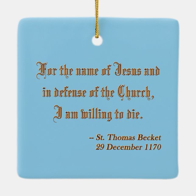 Ornamento De Cerâmica Rua: Mártamo de Thomas Becket (M 031) (Verso)