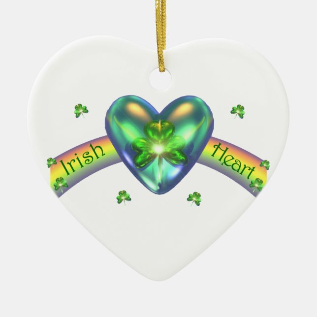 Ornamento De Cerâmica Rua. Patricks Day Irish Shamrock Heart (Frente)