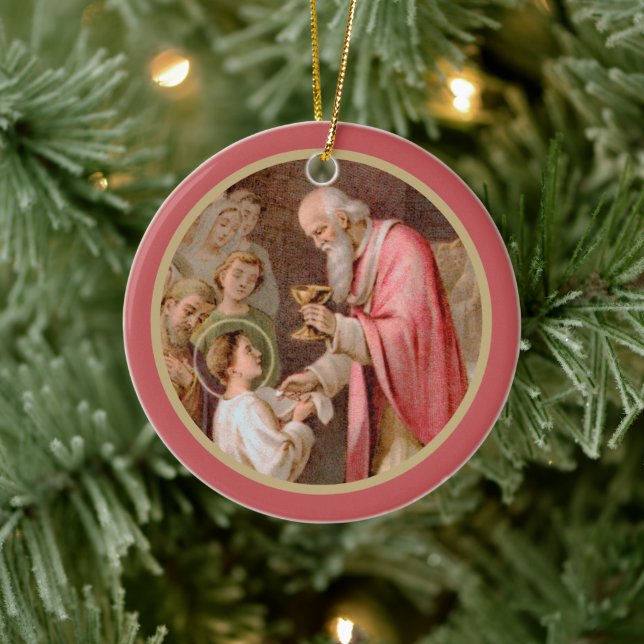 Ornamento De Cerâmica Rua. Tarcisius recebendo o Eucharist (BL 02) x2 (Árvore)