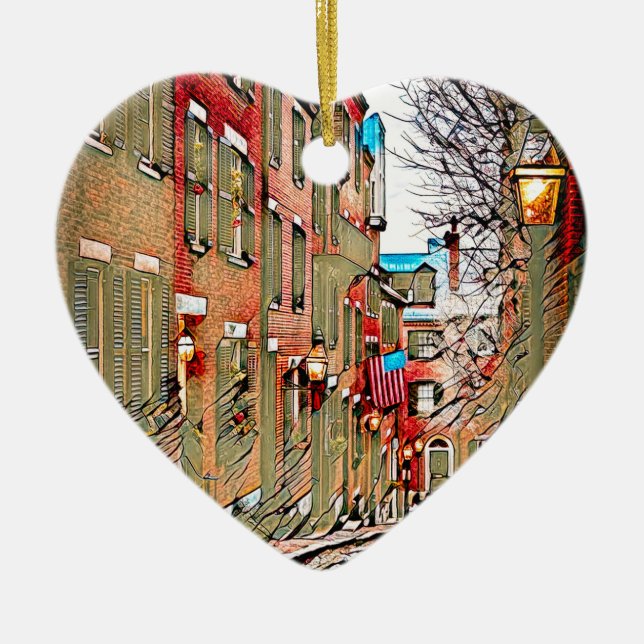 Ornamento De Cerâmica Ruas de Boston (Frente)