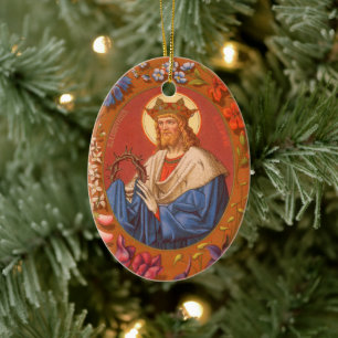 Ornamento De Cerâmica Ruas de dupla face, Luís IX, Rei (PM 05)