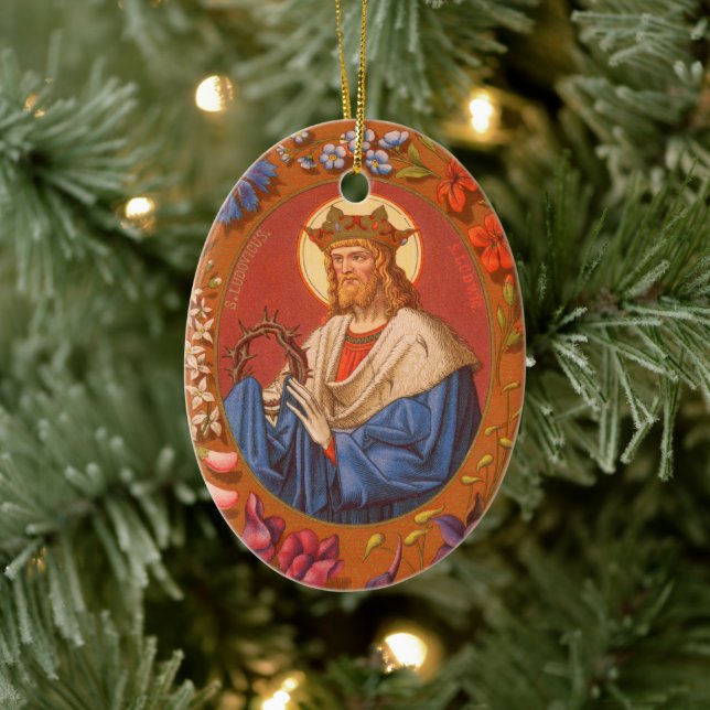 Ornamento De Cerâmica Ruas de dupla face, Luís IX, Rei (PM 05) (Árvore)