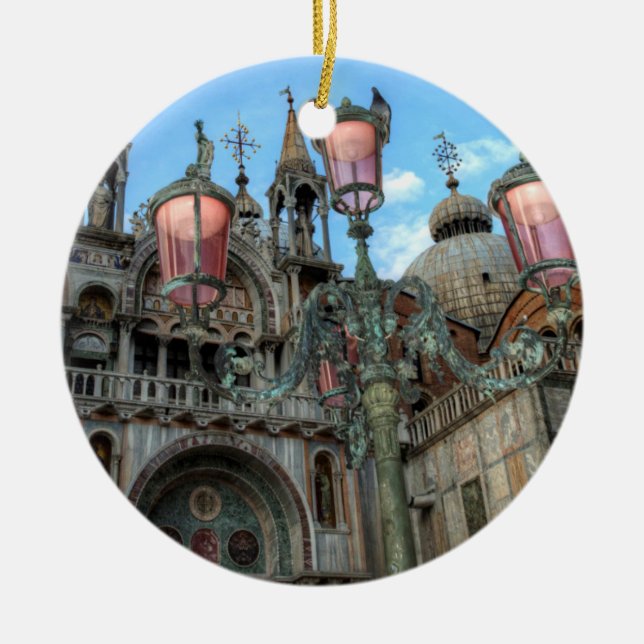 Ornamento De Cerâmica Ruas. Marcas e Lâmpada, Veneza, Itália (Frente)