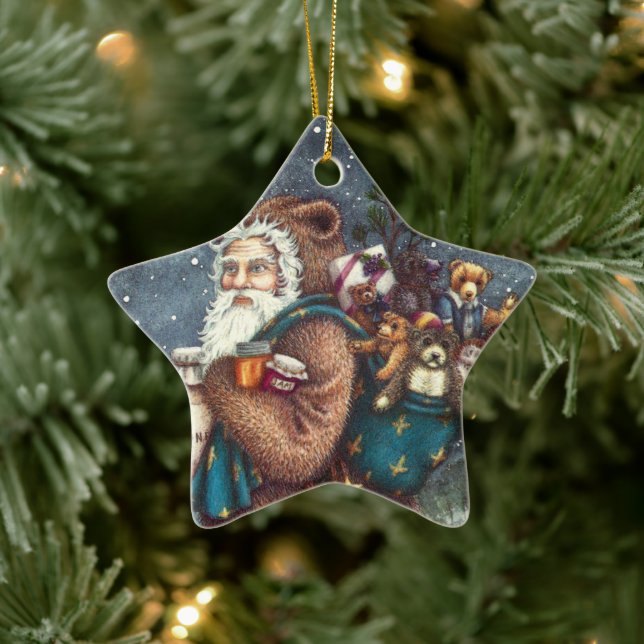 ORNAMENTO DE CERÂMICA RUAS. NICK NO FURACO DE URSO, URSINHOS DE NATAL (Árvore)