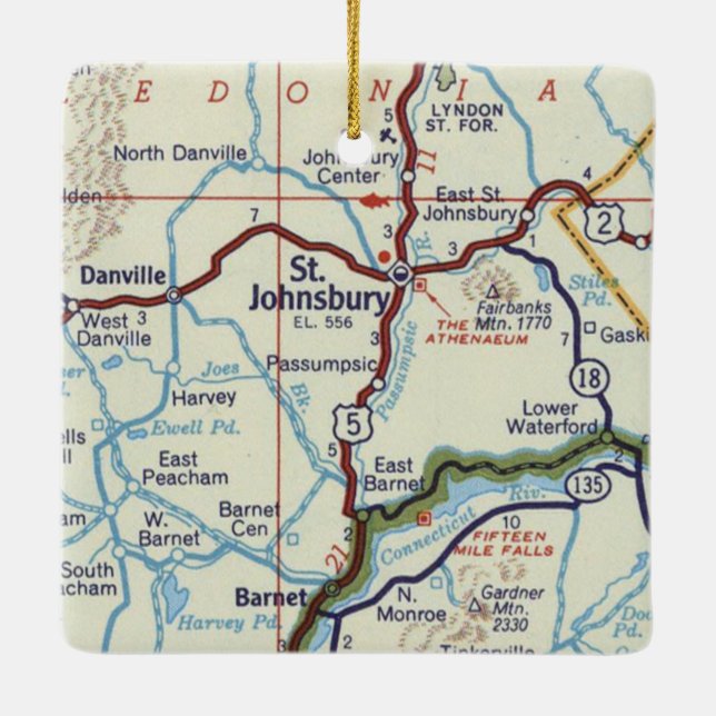 Ornamento De Cerâmica Ruas Retro. Johnsbury Vermont (Verso)