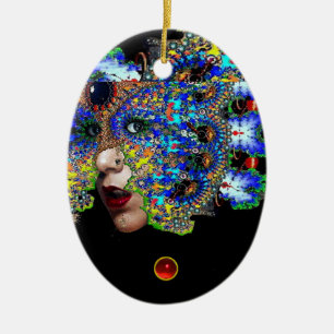 Ornamento De Cerâmica Rubi EFÉMERO, vermelho, safira azul