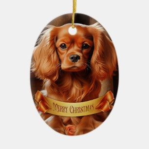 Ornamento De Cerâmica Ruby Cavalier King Charles Spaniel