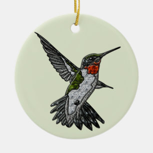 Ornamento De Cerâmica Ruby Throated Hummingbird