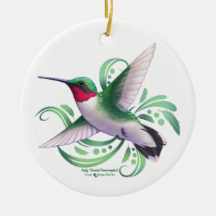 Ornamento De Cerâmica Ruby Throated Hummingbird