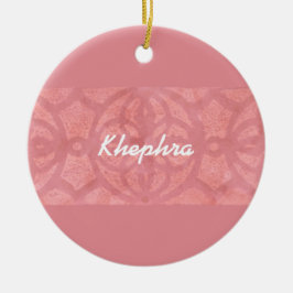 Ornamento De Cerâmica Ruddy Pink Batik Name Monogrammed