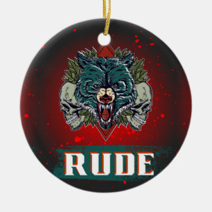 Ornamento De Cerâmica rude, crânio e urso