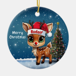 Ornamento De Cerâmica Rudolf Baby Deer, Fawn, Doe, Reindeer🦌 🎄