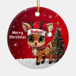 Ornamento De Cerâmica Rudolf Baby Deer, Fawn, Doe, Reindeer🦌 🎄