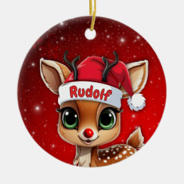 Ornamento De Cerâmica Rudolf Baby Deer, Fawn, Doe, Reindeer🦌 🎄