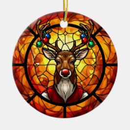 Ornamento De Cerâmica Rudolph Veado de Vidro Colorido