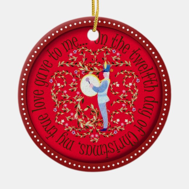 Ornamento De Cerâmica Rufar de doze bateristas (Frente)