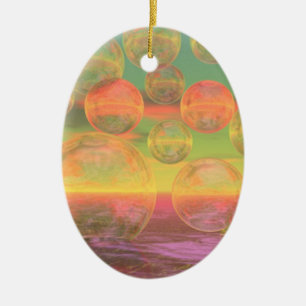 Ornamento De Cerâmica Ruminations do outono - ouro & glória cor-de-rosa