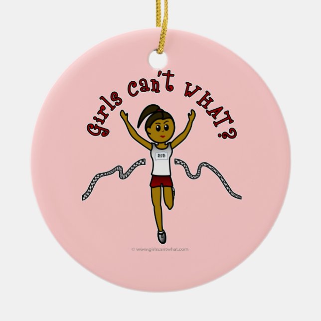 Ornamento De Cerâmica Runner escuro no Red Uniform (Frente)