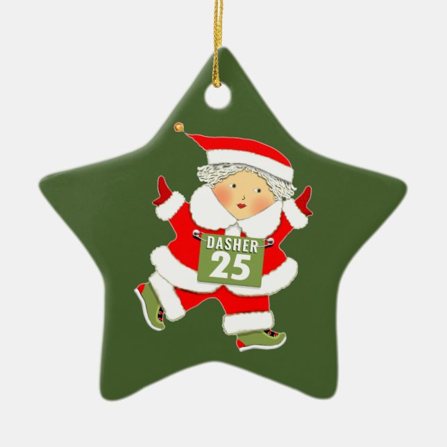 Ornamento De Cerâmica Runner Runner Running Christmas Collectible (Frente)