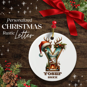 Ornamento De Cerâmica Russo - Letra Y Natal Personalizada Inicial