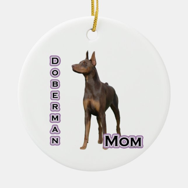Ornamento De Cerâmica Rust Doberman Mãe 4 - Chaveiro (Frente)