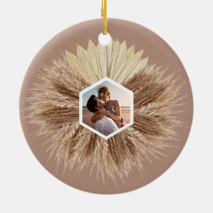 Ornamento De Cerâmica Rustic Boho Bohemian Pampas Grass Fotos Personaliz