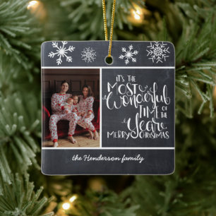 Ornamento De Cerâmica Rustic Chalkboard Snowflake Maravilha Time Cerâmi