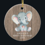 Ornamento De Cerâmica Rustic Cute Elephant Baby First Christmas<br><div class="desc">Rustic Cute Elephant Baby First Christmas Ceramic Ornament</div>