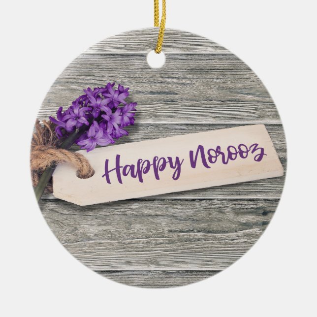 Ornamento De Cerâmica Rustic Happy Noroz Hyacinth - Ornament (Frente)