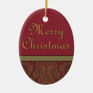 Ornamento De Cerâmica Rustic Paisley Felry Natal