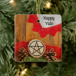 Ornamento De Cerâmica Rustic Pine Cones Happy Yule
