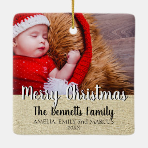 Ornamento De Cerâmica Rustic Script Felry Natal Photo