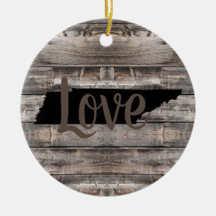 Ornamento De Cerâmica rustic TENNESSEE LOVE in script  