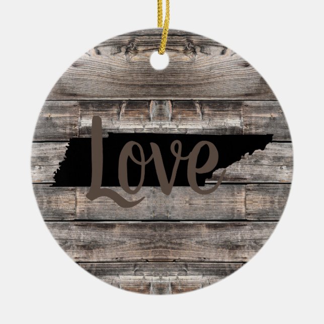 Ornamento De Cerâmica rustic TENNESSEE LOVE in script | (Frente)
